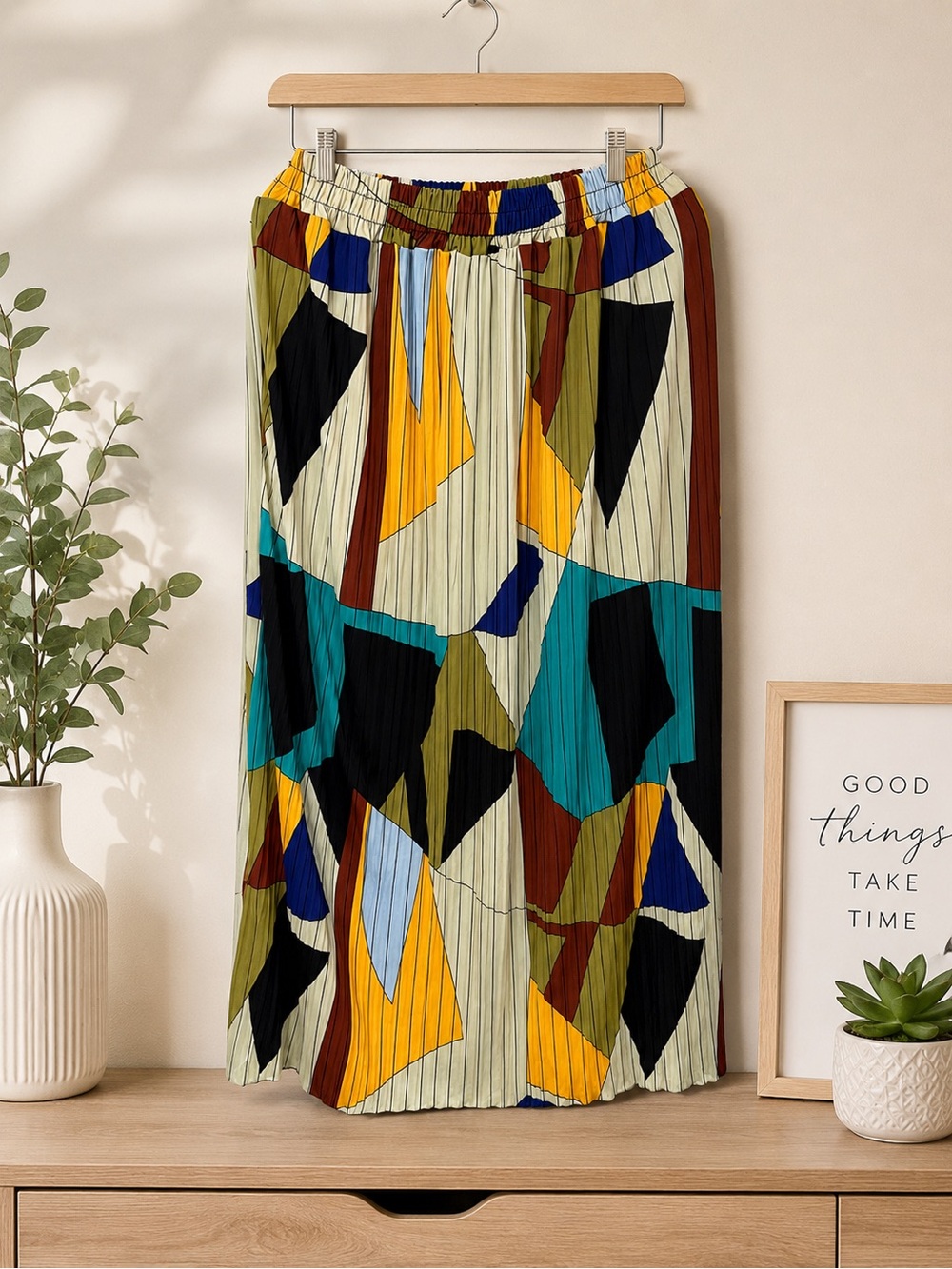 Jon & Anna  Maxi Skirt in Teal, Mustard, Black & Olive